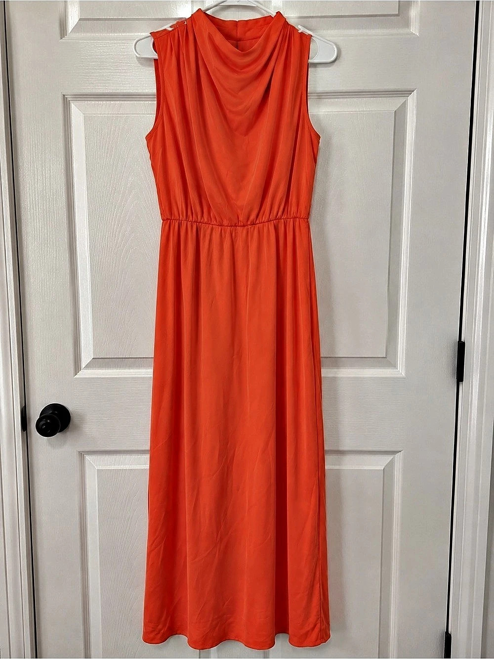 PrettyGarden Bright Coral Orange Sleeveless Maxi Dress L